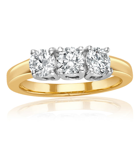 Chloe 18K Gold 3 Stone Diamond Ring 1.00CT G/VS